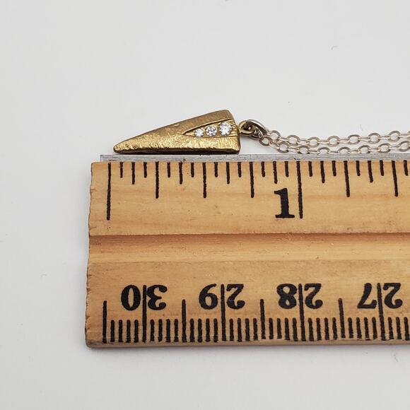 SILPADA Sterling Silver Brass Cubic Zirconia ON POINT Necklace Adj Length - Picture 5 of 6